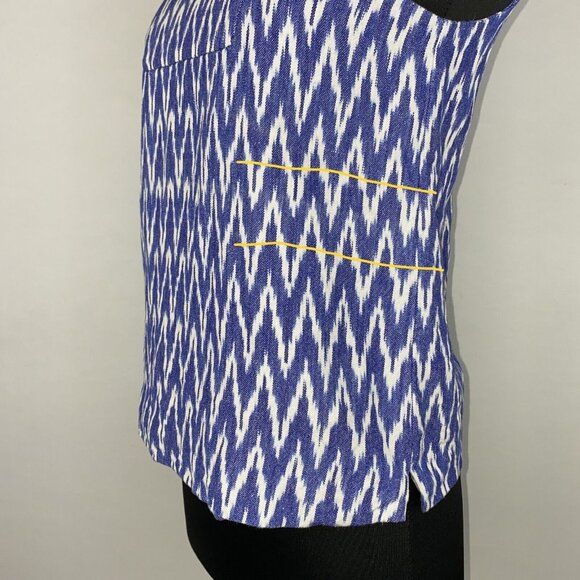 J. Crew Notched Shell Tank Top In Zig Zag Ikat Womens 00 Boho Coastal Grandma - Picture 7 of 16